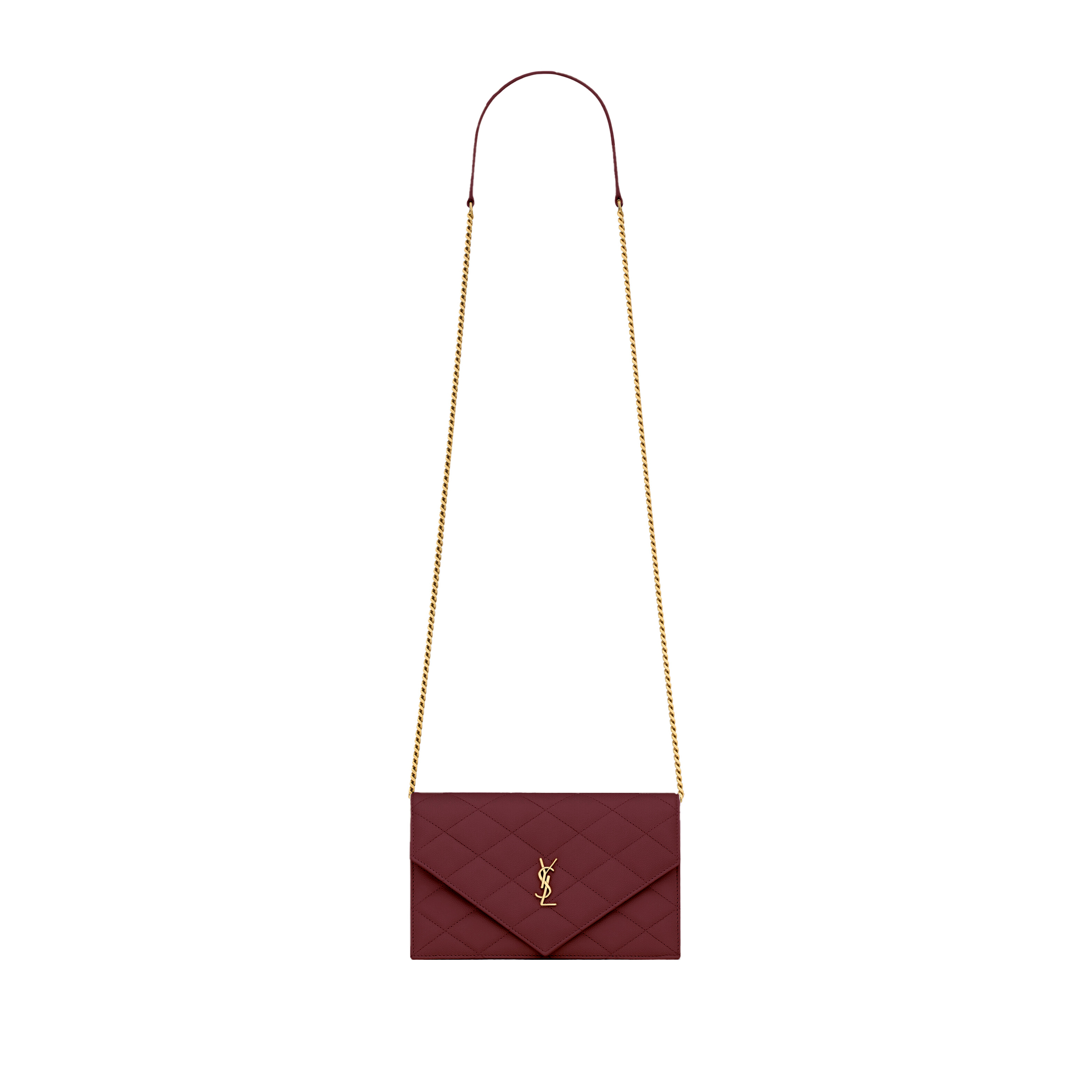 YSL PARIS CHAIN WALLET IN GRAIN DE POUDRE LEATHER 871149 (20*13*5cm)